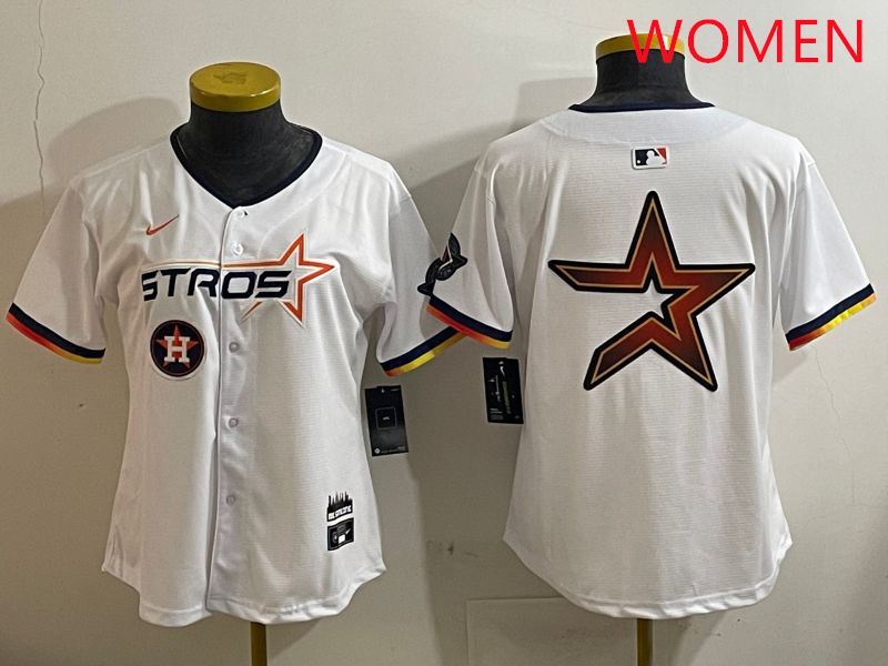 Women Houston Astros Blank White three generations Joint Name Nike 2025 MLB Jersey style 15